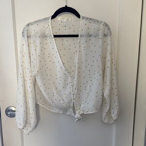 White Polka Dot Women's Top